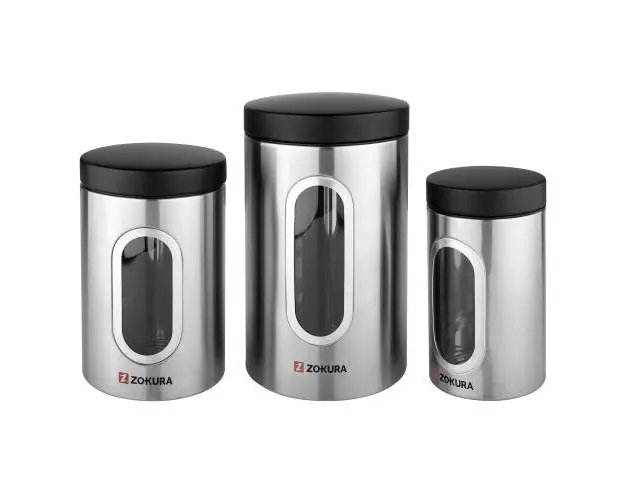 Set 3 recipiente depozitare, inox - Zokura