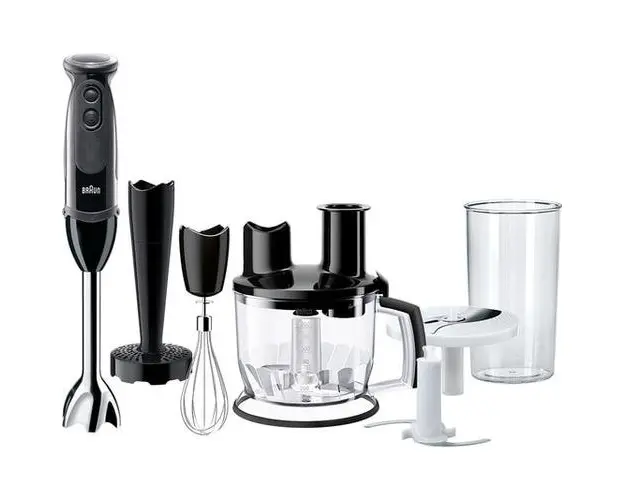 Mixer vertical Braun MQ5277BK, 1000 W, Pahar gradat 0.6 l, Procesor alimente 1.5l, Accesoriu piure, Tel, 21 trepte viteza (Negru)