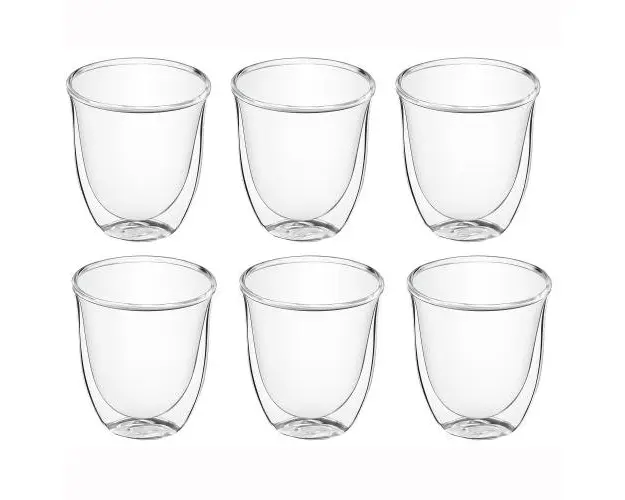 Set 6 pahare cappuccino De'Longhi Creamy Collection, 6x190ml, Sticla termorezistenta, Transparente