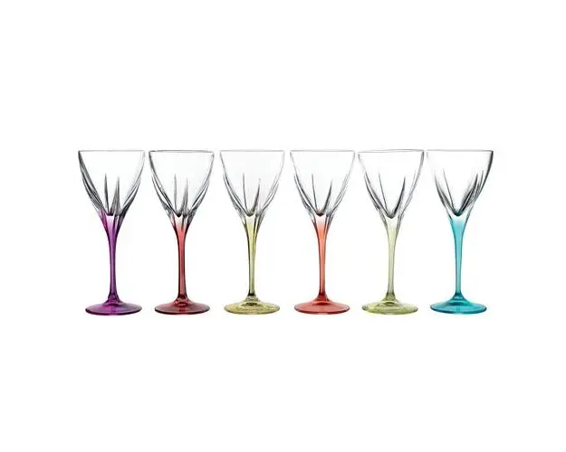 Set 6 pahare apa cu picior Rcr Crystal, Fusion, Multicolor