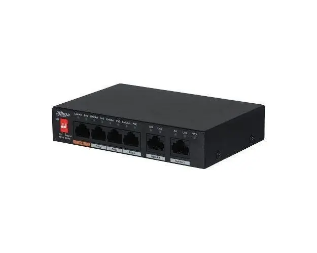 Switch Dahua PFS3006-4ET-60-V2 PoE 4+2 porturi, 250m, 30W, 60W