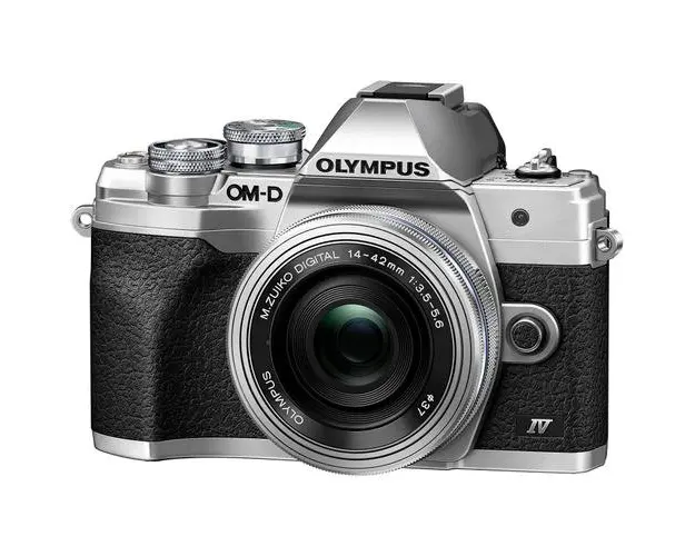 Aparat foto Mirrorless Olympus E-M10 Mark IV + obiectiv M.Zuiko Digital ED 14-42mm F3.5-5.6 EZ (pancake zoom), Argintiu