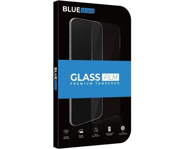 Folie Protectie Ecran BLUE Shield pentru Samsung Galaxy A21s, Sticla securizata, Full Face, Full Glue, 0.33mm, 9H, 2.5D, Negru