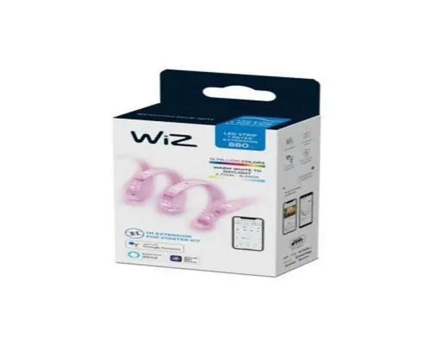 Extensie banda LED RGB inteligenta WiZ Extension Philips, echivalent 11W, lumina alba si colorata, temperatura lumina reglabila calda-rece (2700-6500K), 880 lumeni, durata de viata 15.000 de ore, compatibil Google Assistant/Alexa/Siri, lungime 1 metru
