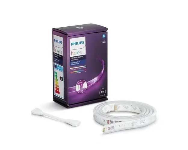 Extensie banda LED inteligenta Philips Hue Lightstrip Plus, ZigBee Light Link, Bluetooth, 11.5W, IP20, lumina ambianta alba si color, temperatura culoare reglabila 2000-6500K, 950 lumeni, 1 metru