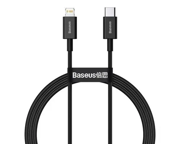 Cablu pentru incarcare si transfer de date Baseus Superior, USB Type-C/Lightning, Power Delivery 20W, 2.4A, 1m, Negru