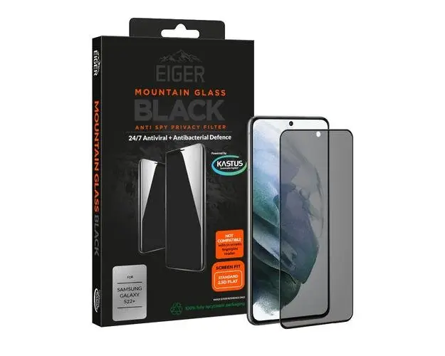 Folie Sticla Eiger 3D Privacy Mountain Glass compatibila cu Samsung Galaxy S22 Plus Black, 0.33mm, 9H