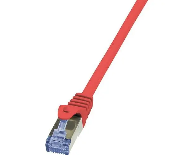 Cablu S/FTP LOGILINK Cat6a, LSZH, cupru, 0.5 m, rosu, AWG26, dublu ecranat CQ3024S