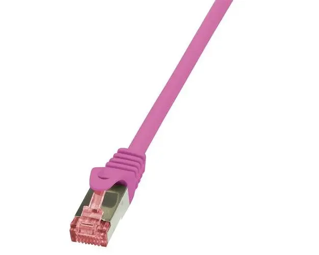 Cablu S/FTP LOGILINK Cat6, LSZH, cupru, 0.5 m, roz, AWG27, dublu ecranat CQ2029S