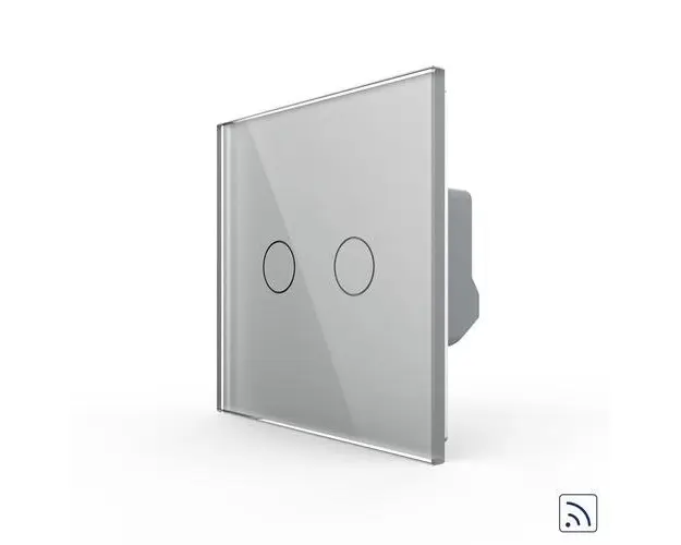 Intrerupator dublu wireless cu touch Livolo din sticla (Gri)