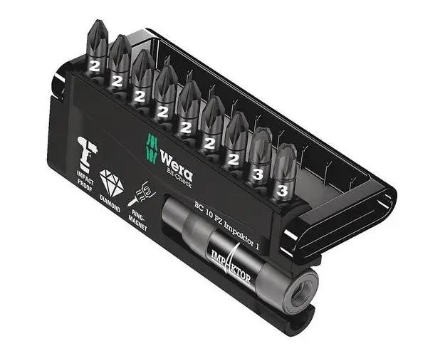 Set de biti Bit-Check 10 PZ Impaktor 2, 10 bucati, Wera