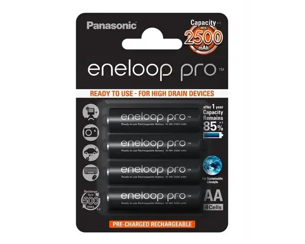 Acumulatori Panasonic Eneloop Pro AA, 2500mAh, blister 4 bucati