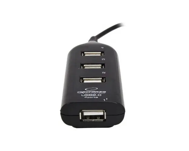 Hub Esperanza 4 porturi, USB 2.0, Negru