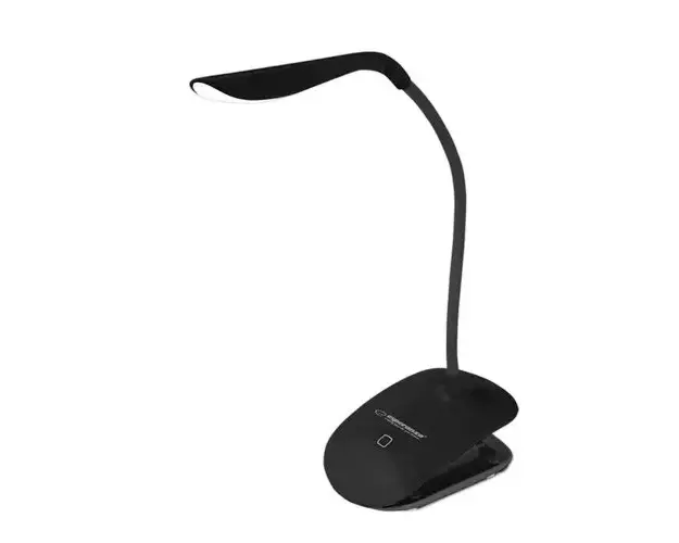 Lampa LED, Esperanza Deneb ELD104K, cu clema de prindere, brat flexibil 21 cm, cablu 110 cm, neagra