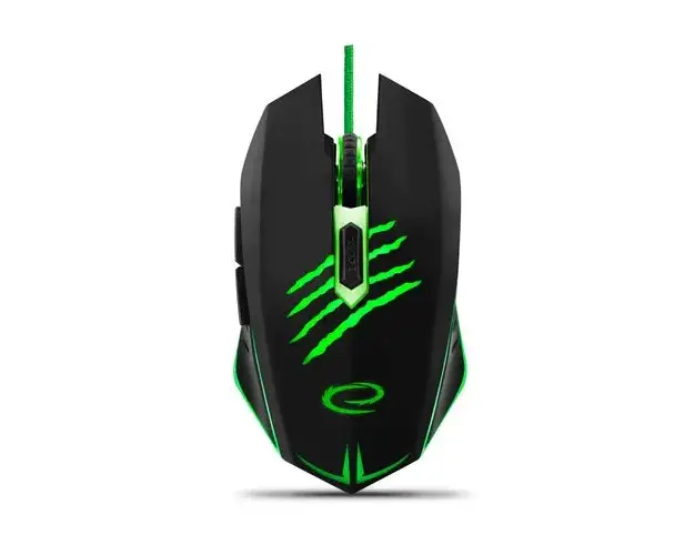 Mouse gaming USB, Esperanza Claw EGM209G, cablu 1.5m, 6D, Led verde, 800/1200/1600/2400 dpi