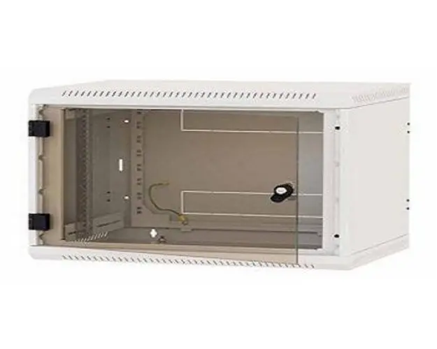 Rack de perete Triton seciune simpla 4U 600mm adancime usa sticla panouri laterale fixe sectiuni ventilatie activa, sectiuni acces cabluri sus/jos/spate securizare cu cheie, IP30