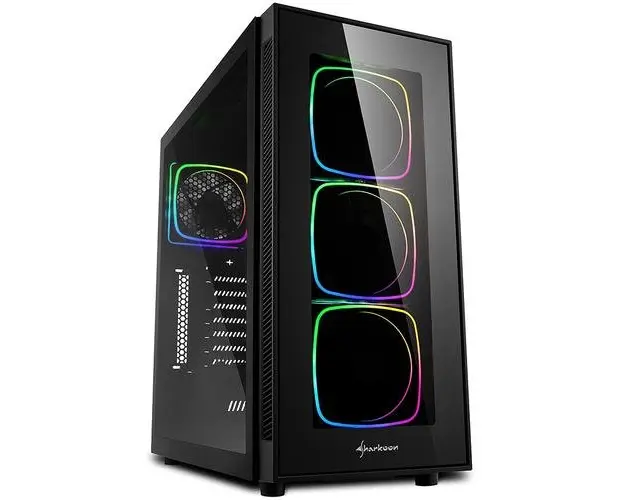Carcasa Sharkoon TG6 RGB, Mid-Tower, fara sursa, ATX, Negru