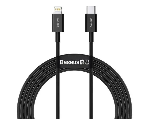 Cablu pentru incarcare si transfer de date Baseus Superior, USB Type-C/Lightning, Power Delivery 20W, 2.4A, 2m, Negru