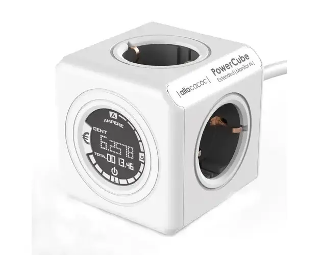 Priza PowerCube 8910/DEEXMO, 4 prize Schuko, display monitorizare consum, cablu 1.5 m, 10 A, protectie copii