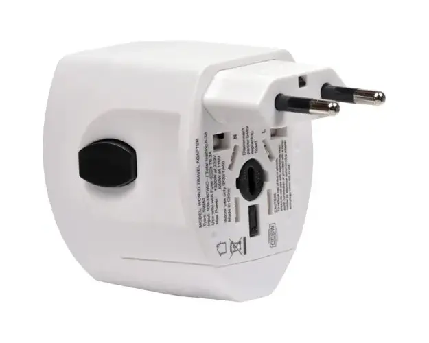 Adaptor universal Spacer, Schuko x 1, conectare Socket Universal tata, USB x 2, 10 A, alb