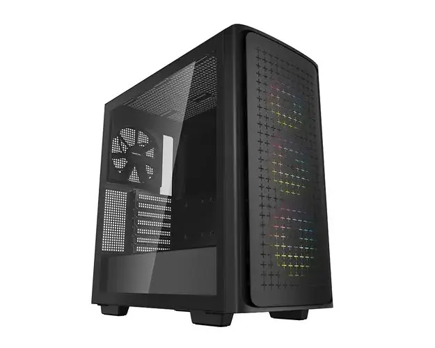 Carcasa Deepcool CK560, Middle Tower, E-ATX, fara sursa, sticla securizata, 3 x 120mm RGB fan, 1 x 140mm fan, Negru