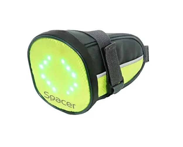 Geanta reflectorizanta Spacer pentru Bicicleta SPBB-LEDSign, cu semnalizare LED prin telecomanda, prindere tija sa