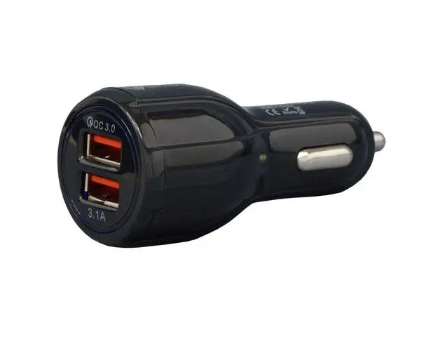 Alimentator auto Spacer, 1 x USB QC3.0 & 1 USB max. 3.1A, pentru bricheta auto, negru, SP-QC-30