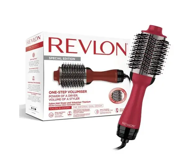 Perie electrica Revlon Special Edition One-Step Volumiser Titanium, RVDR5279UKE, 3 setari de temperatura, Tehnologie ionica + Husa de calatorie