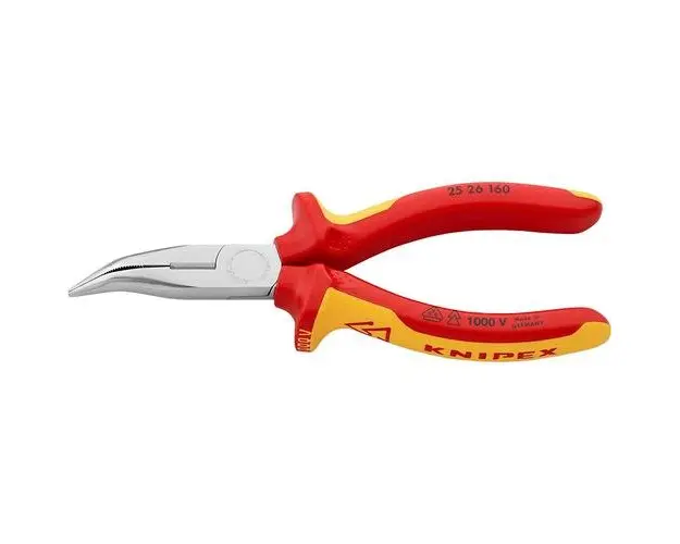 Cleste cu cioc indoit, manere izolate la 1000 V, KNIPEX, 160 mm