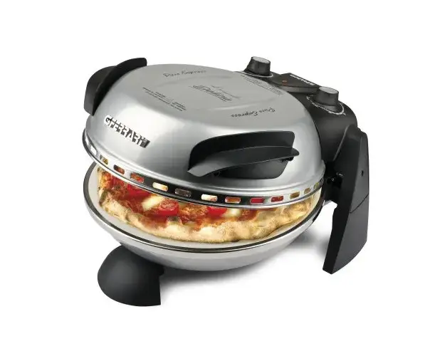 Cuptor pizza G3Ferrari Delizia Silver special cu suprafata de coacere din piatra refractara, termoregulator pana la 400 C si timer cu atentionare sonora