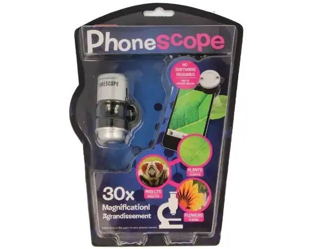 Microscop pentru telefon, marire 30x, 25 cm, 3 ani+