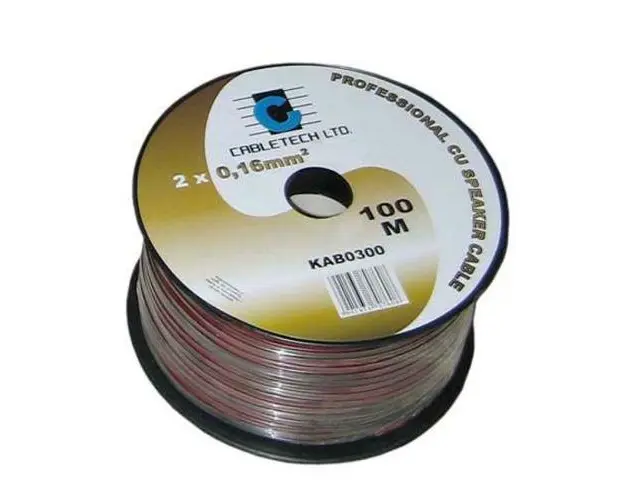 Cablu din cupru pentru difuzor, 2 x 0.16 mm, 100 m, Transparent