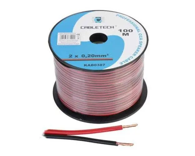 Cablu difuzor CCA 2x0.20mm rosu/negru 100m