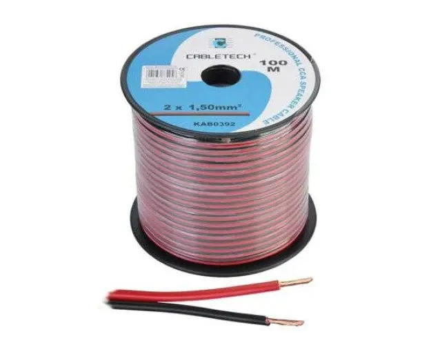 Cablu difuzor CCA 2x1.50mm rosu/negru 100m