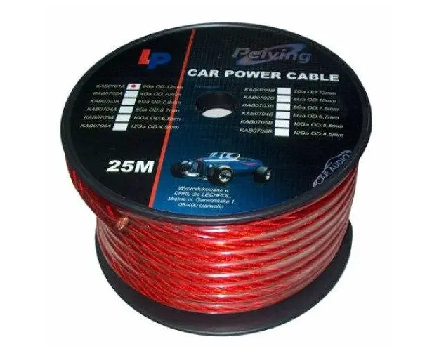 Cablu putere cu 6GA (7.8mm/13.29mm2) 25m rosu
