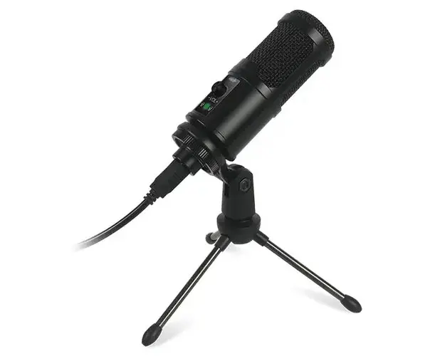 Microfon Cardioid Gaming cu trepied Varr VGMTB2, Control Volum, Negru