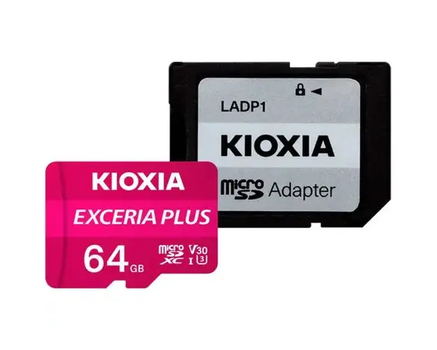 Card de memorie microSDXC Kioxia Exceria Plus (M303) 64GB,UHS I U3+ adaptor, LMPL1M064GG2