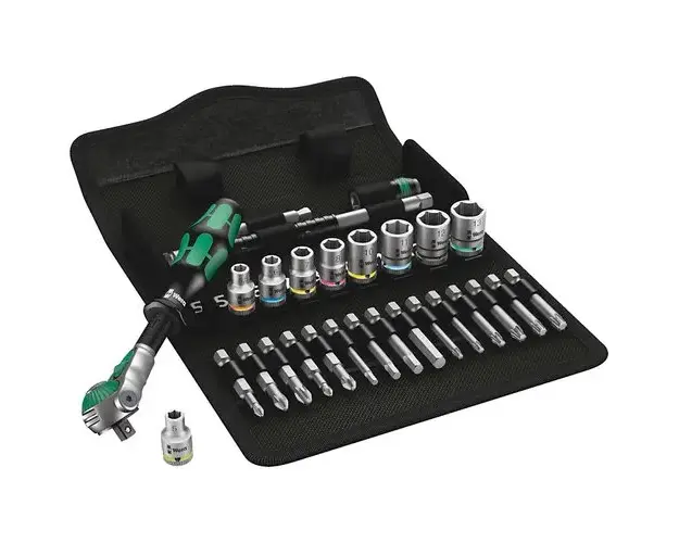 Set clichet cu tubulare si biti, 1/4inch, 28 de piese, Wera 8100SA 6 Zyklop
