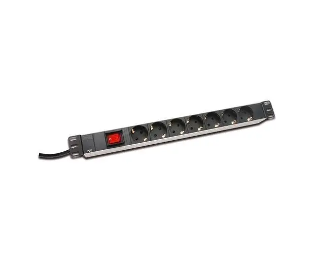 PDU din aluminiu , Digitus , 7 prize Schuko , negru