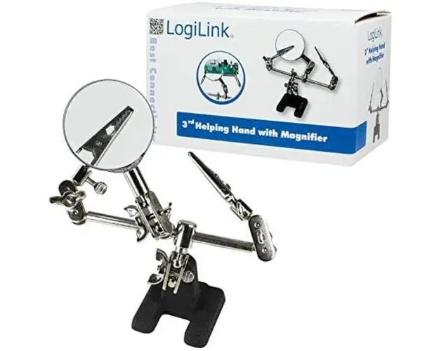 Lupa Logilink Ø46 mm, cu 2 cleme, cu suport ajustabil de masa, pentru lucrari precise