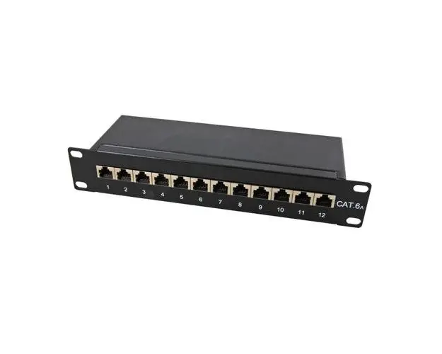 Panou de conexiuni , Lanberg , cat. 6 12 Porturi 1U , 10'' , negru