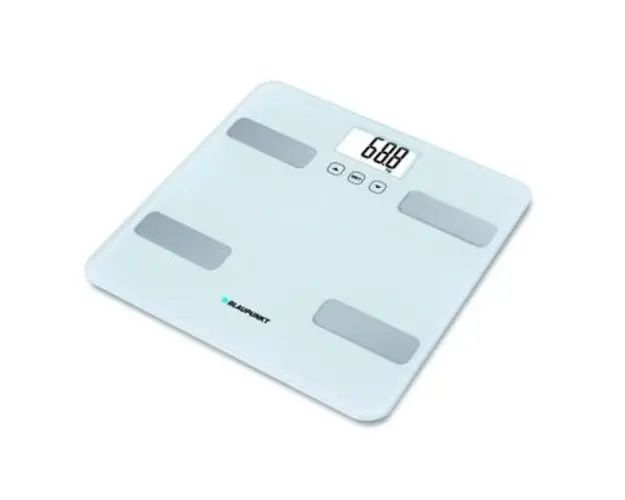Cantar de baie cu diagnostic Blaupunkt BSM501, digital, 150 kg, platforma de sticla, apa/grasime/masa musculara/masa osoasa, Auto ON/OFF, Gri