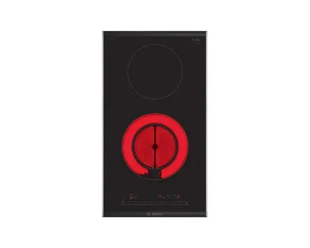Plita incorporabila Bosch PKF375FP2E, Vitroceramica, 2 zone de gatit, HighSpeed, 30 cm, Negru