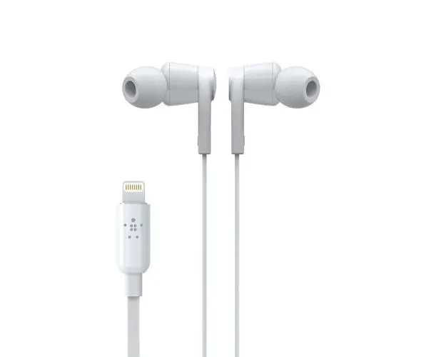 Casti stereo Belkin RockStar G3H0001, conectivitate Lightning, certificare MFi, 1m, alb
