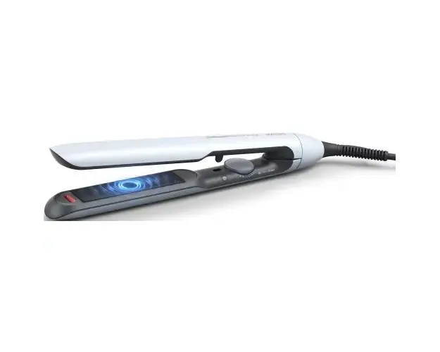Placa de indreptat parul Philips Prestige BHS520/00, tehnologie ThermoShield, placi infuzate cu ulei de argan, 230C, ingrijire ioni, 12 setari temperatura, husa termorezistenta, Albastru deschis