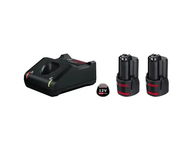 Set 2 acumulatori Li-Ion Bosch Professional GBA, 12 V, 2.0 Ah + incarcator GAL 12V-40 + cutie carton