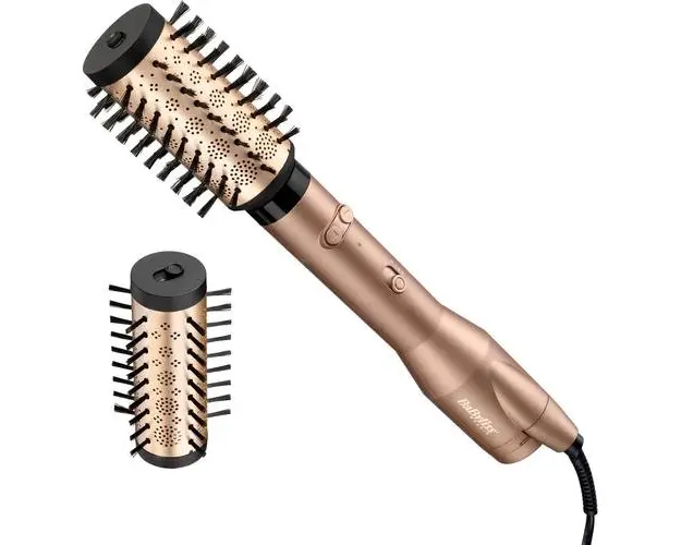 Perie rotativa BaByliss Big Hair Dual AS952E, 650W + 2 accesorii, Tehnologie Ionica, Invelis ceramic, Jet de aer rece, Auriu