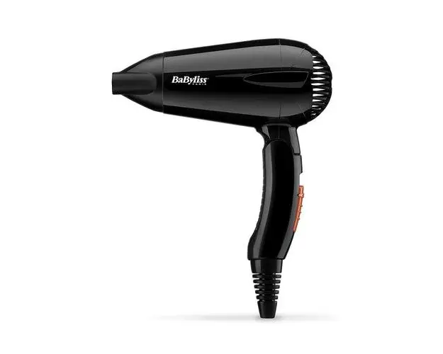 Uscator de par BaByliss Travel Dry 2000, 2000W, pliabil, 2 trepte viteza, 2 setari temperatura, concentrator, Negru
