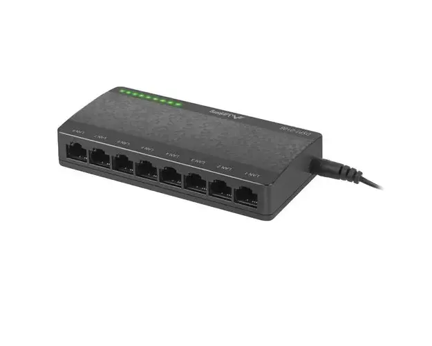 Switch Lanberg 41568, cu 8 porturi Fast Ethernet RJ-45 10/100 Mbps, 5V, racire pasiva, negru