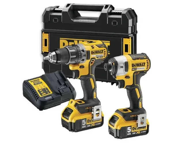 Set Masina de gaurit si insurubat (bormasina) pe acumulator DeWalt DCD791 + Masina de gaurit si insurubat (bormasina) pe acumulator cu impact DeWalt DCF887+ 2 acumulatori 5 Ah + incarcator + cutie transport TSTAK II